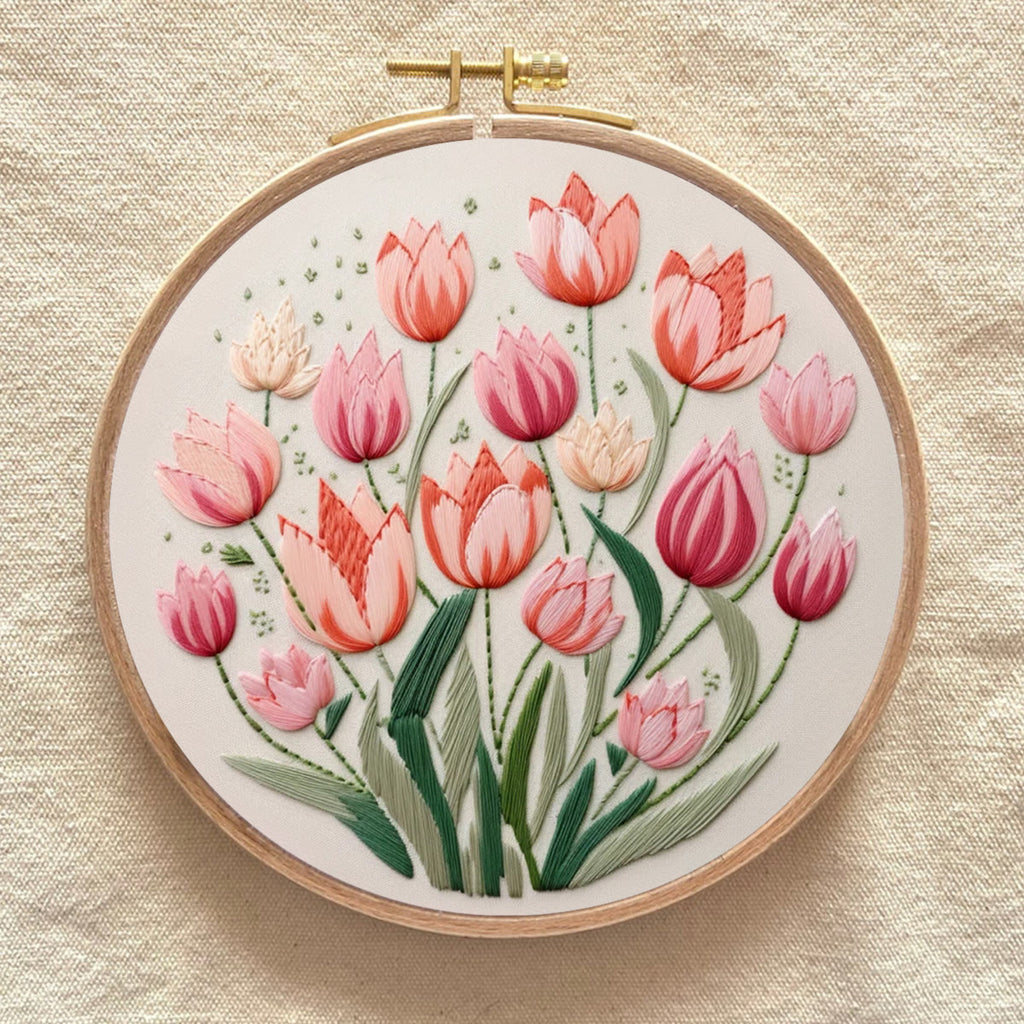 Rubbyoo Embroidery Kit - Tulips Garden Art |  Diy Stitch Crafts - image 7
