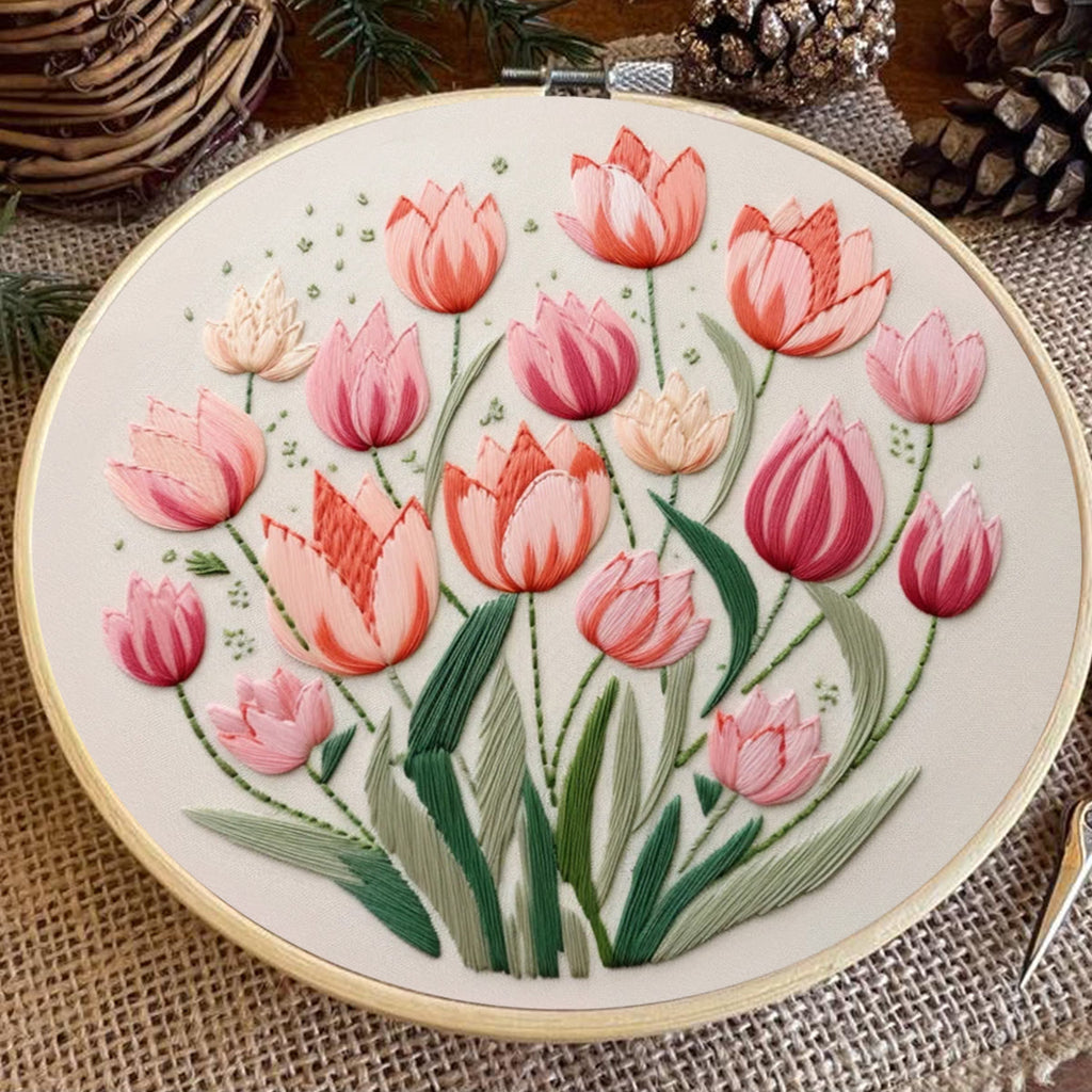 Rubbyoo Embroidery Kit - Tulips Garden Art |  Diy Stitch Crafts - image 8