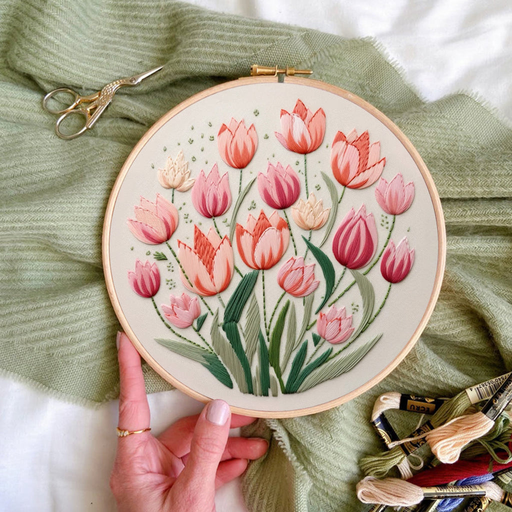 Rubbyoo Embroidery Kit - Tulips Garden Art |  Diy Stitch Crafts - image 6
