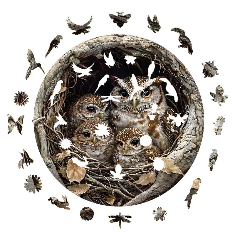 3D Vision Owl Family - Wooden Jigsaw Puzzle - image 1