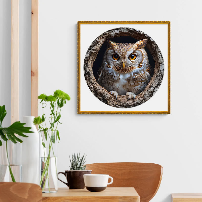 3D Vision Owl Nestled Within Tree - Wooden Jigsaw Puzzle - image 4