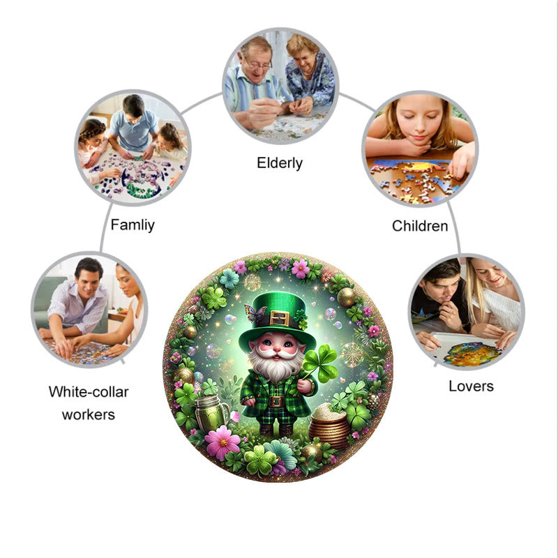3D Vision St. Patrick's Day Gnome - Wooden Jigsaw Puzzle - image 7