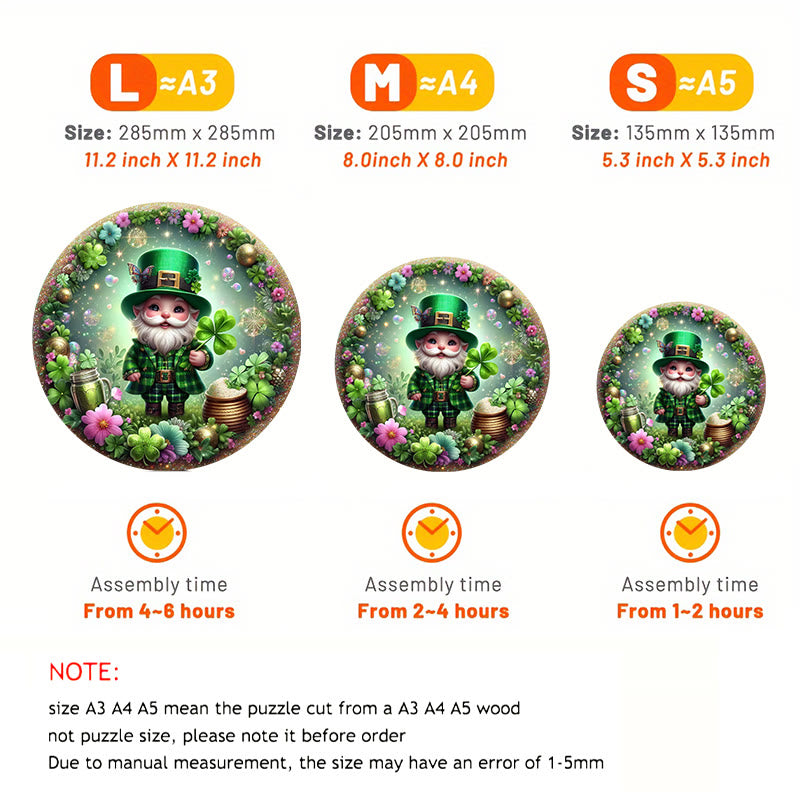 3D Vision St. Patrick's Day Gnome - Wooden Jigsaw Puzzle - image 8
