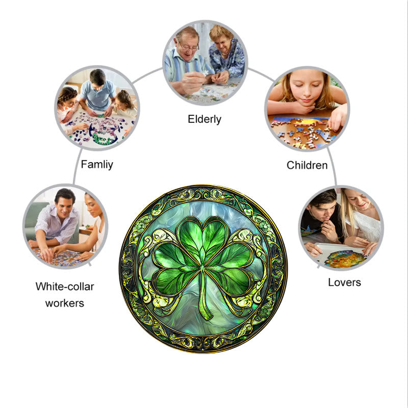 3D Vision St Patrick's Day Shamrock  - Wooden Jigsaw Puzzle - image 7