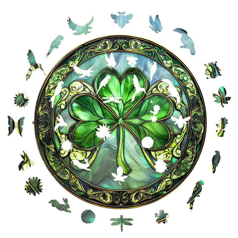 3D Vision St Patrick's Day Shamrock  - Wooden Jigsaw Puzzle - image 1
