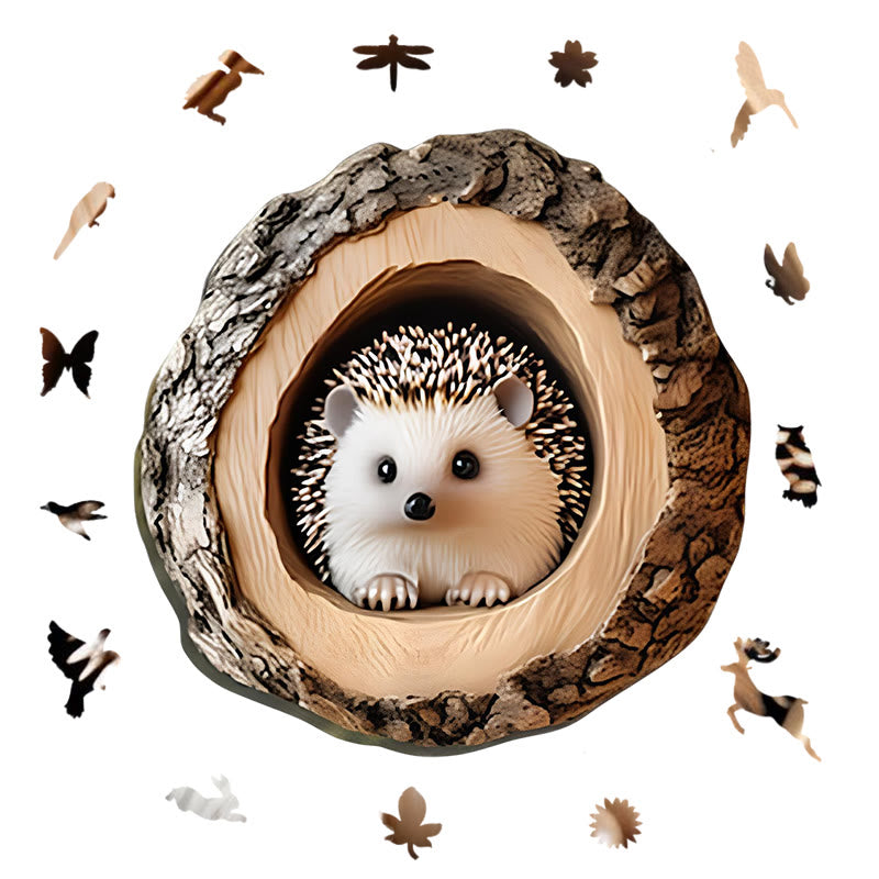 3D Vision Hedgehog - Wooden Jigsaw Puzzle - image 1