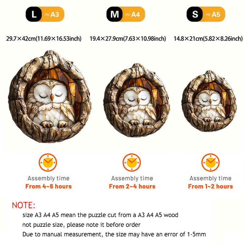 3D Vision Sleeping Owl - Wooden Jigsaw Puzzle - image 8