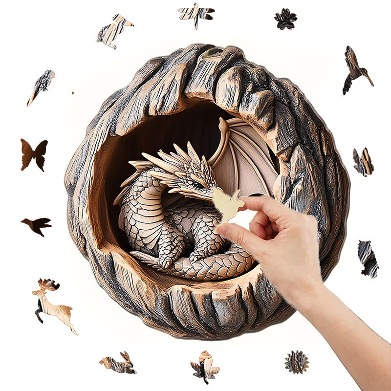 3D Vision Dragon of Guarding Nest - Wooden Jigsaw Puzzle - image 2