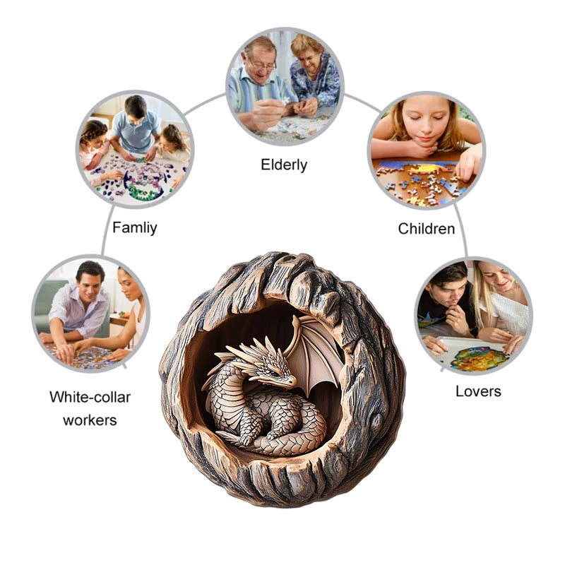 3D Vision Dragon of Guarding Nest - Wooden Jigsaw Puzzle - image 7