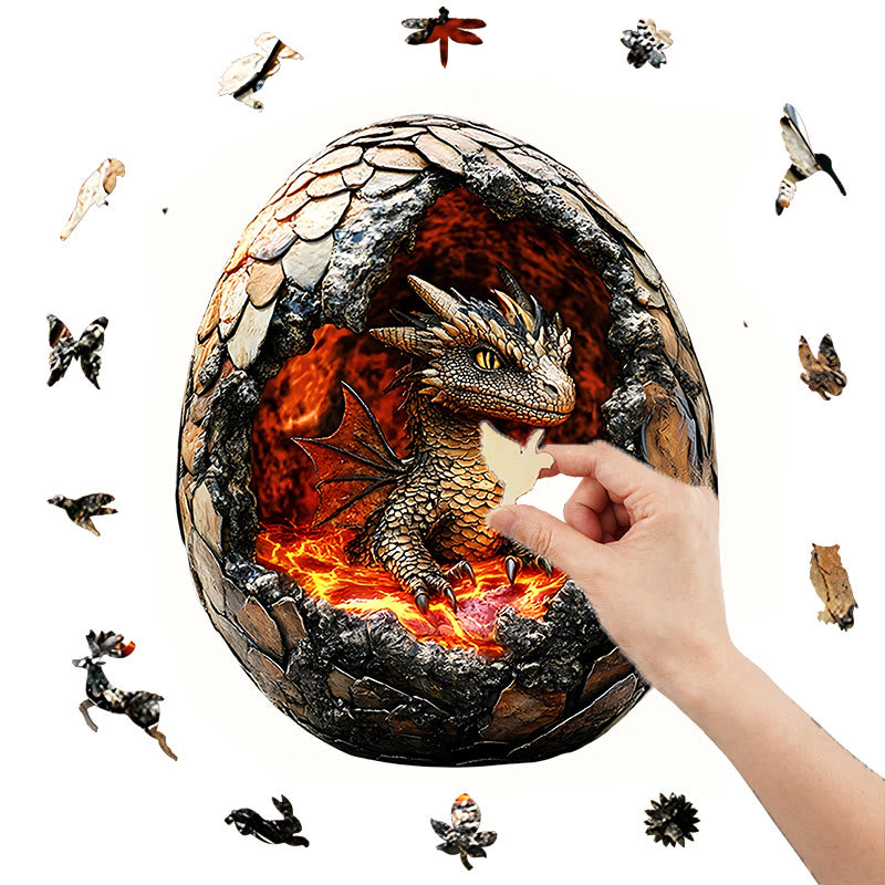 3D Vision Fiery Dragon - Wooden Jigsaw Puzzle - image 2
