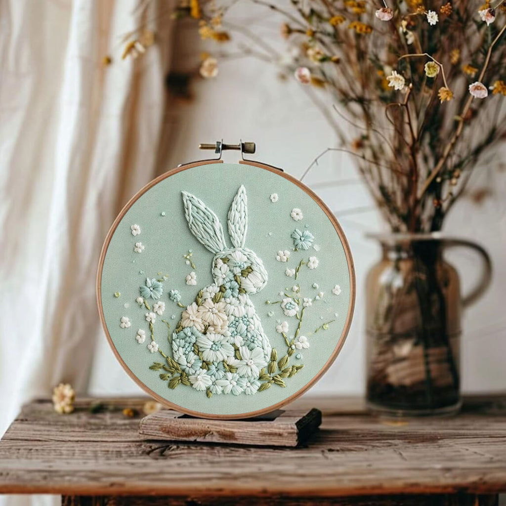 Rubbyoo Embroidery Kit - Bunny With Floral | Hand Stitch Gift  - image 3