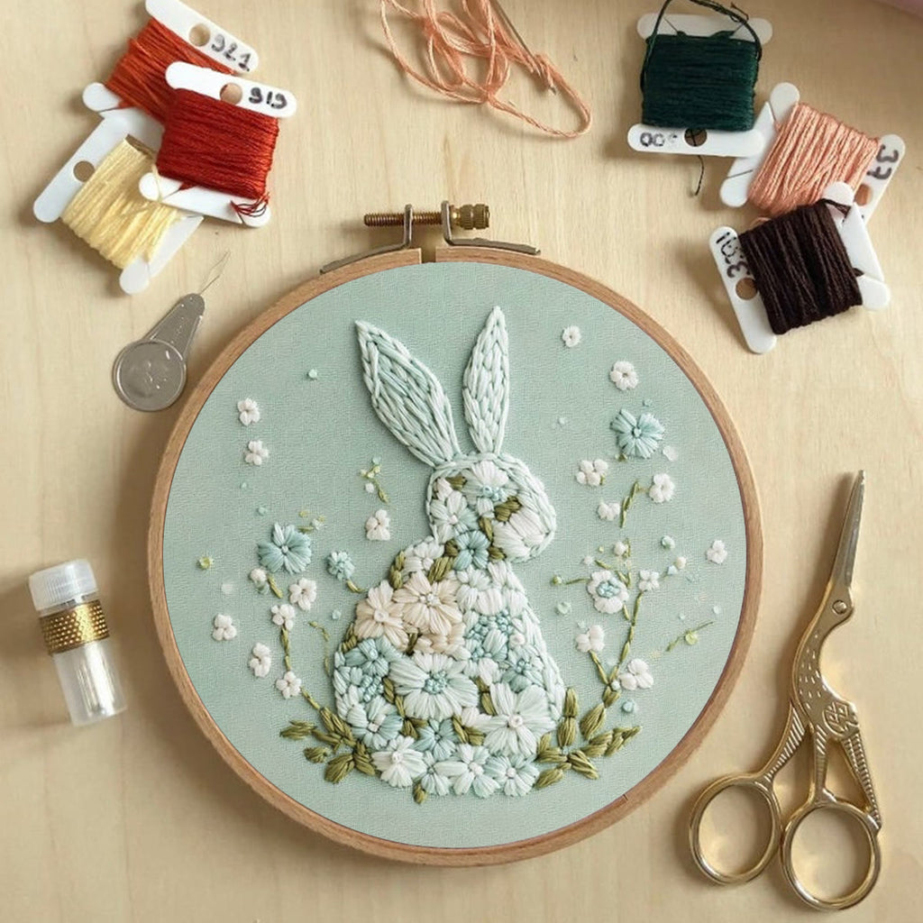 Rubbyoo Embroidery Kit - Bunny With Floral | Hand Stitch Gift  - image 5