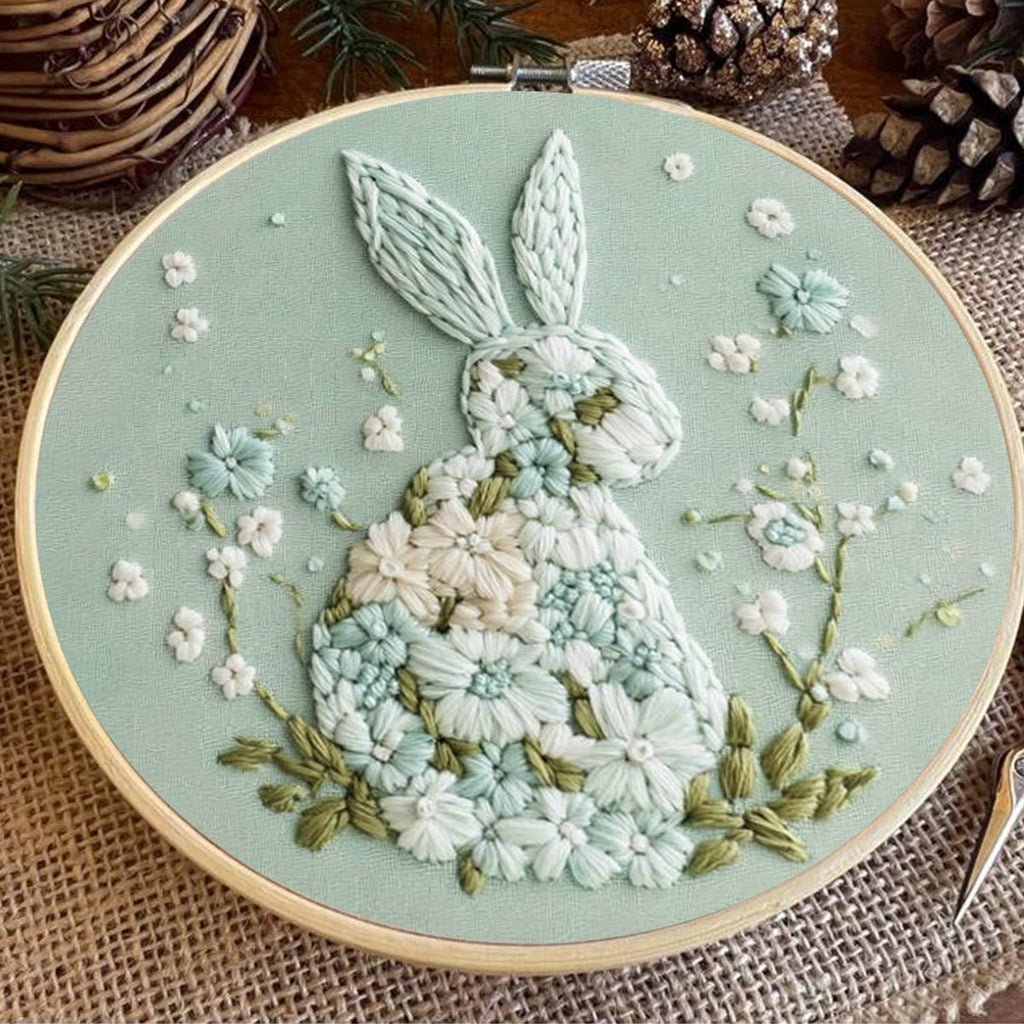 Rubbyoo Embroidery Kit - Bunny With Floral | Hand Stitch Gift  - image 4