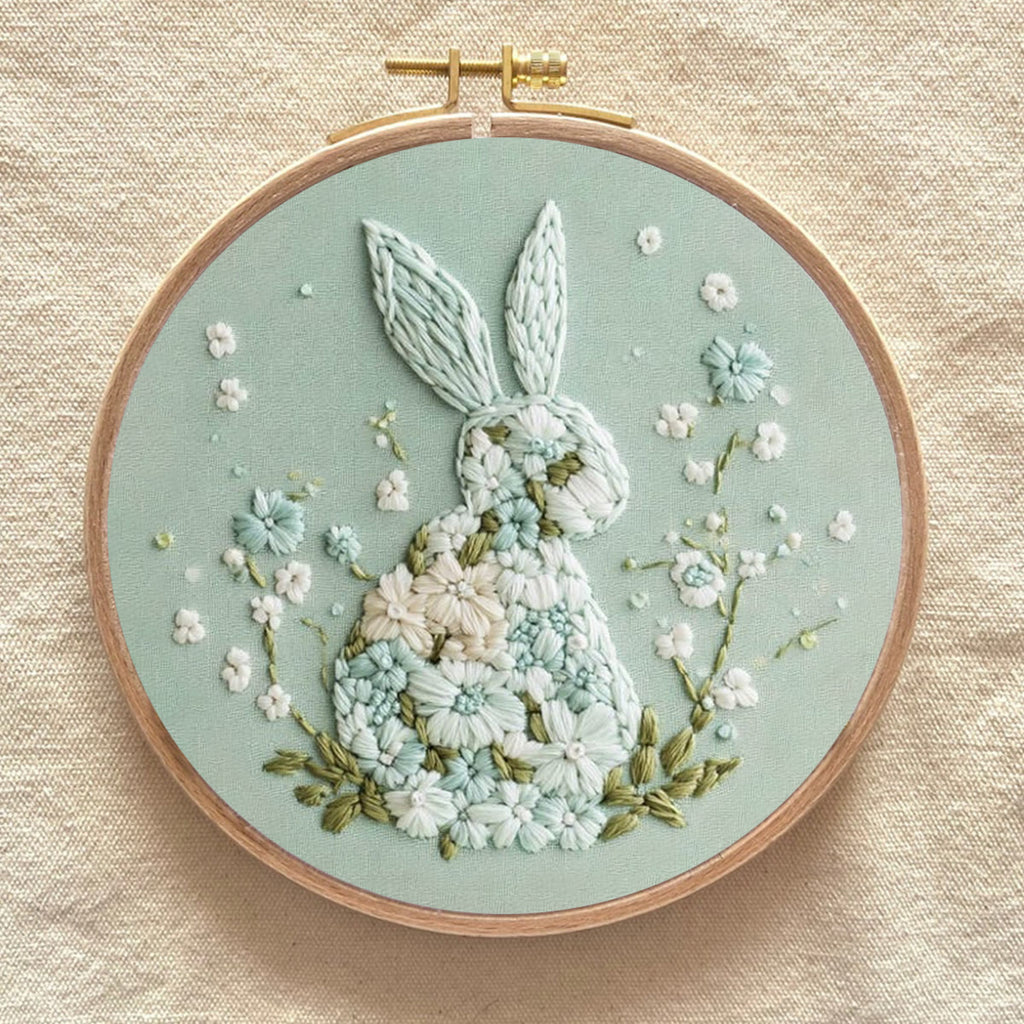 Rubbyoo Embroidery Kit - Bunny With Floral | Hand Stitch Gift  - image 6