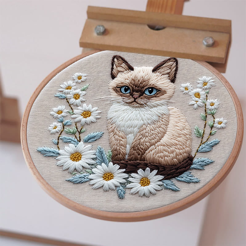 Rubbyoo Embroidery Kit - Cat And Flower |  Diy Craft Kit - image 7
