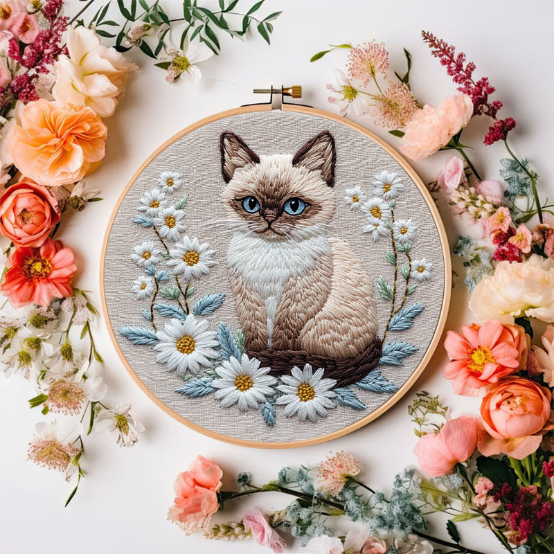 Rubbyoo Embroidery Kit - Cat And Flower |  Diy Craft Kit - image 5
