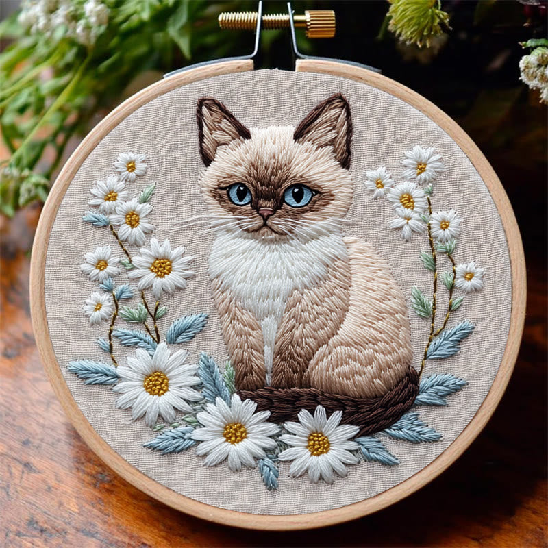 Rubbyoo Embroidery Kit - Cat And Flower |  Diy Craft Kit - image 6