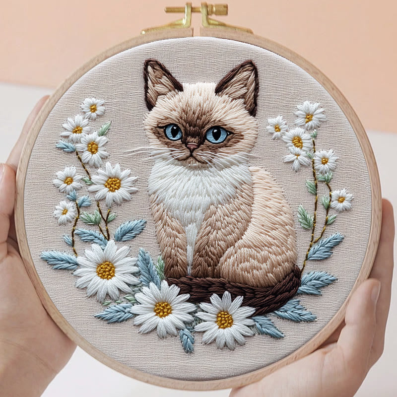 Rubbyoo Embroidery Kit - Cat And Flower |  Diy Craft Kit - image 8