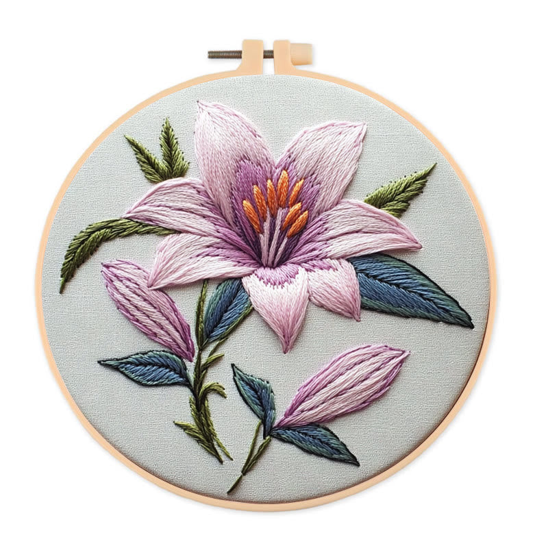 Rubbyoo Embroidery Kit - Lily Flower |  Needlework  For Beginner - 20*20cm - image 0