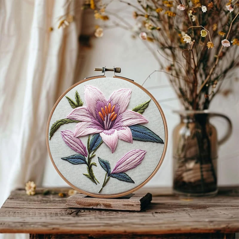 Rubbyoo Embroidery Kit - Lily Flower |  Needlework  For Beginner - image 1