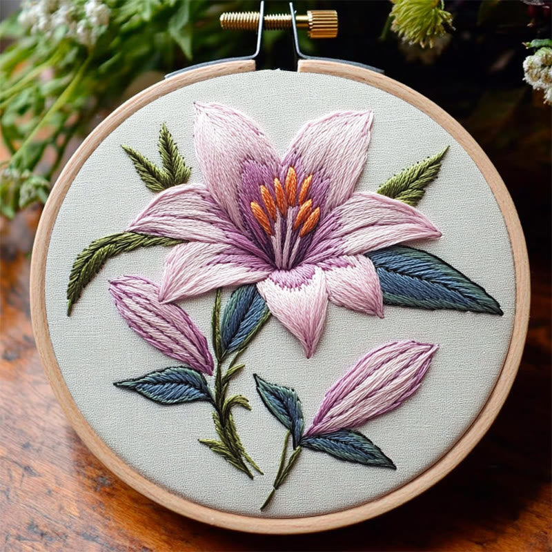 Rubbyoo Embroidery Kit - Lily Flower |  Needlework  For Beginner - image 2