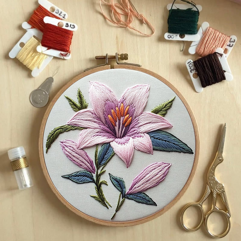 Rubbyoo Embroidery Kit - Lily Flower |  Needlework  For Beginner - image 3