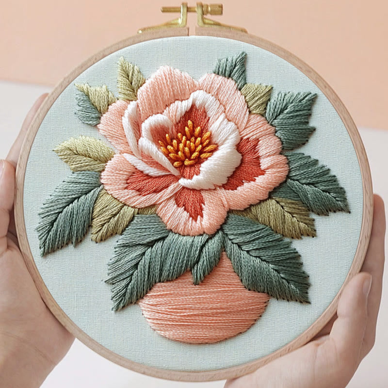 Rubbyoo Embroidery Kit - Peony Flower |  Needlework Craft For Beginner - image 8
