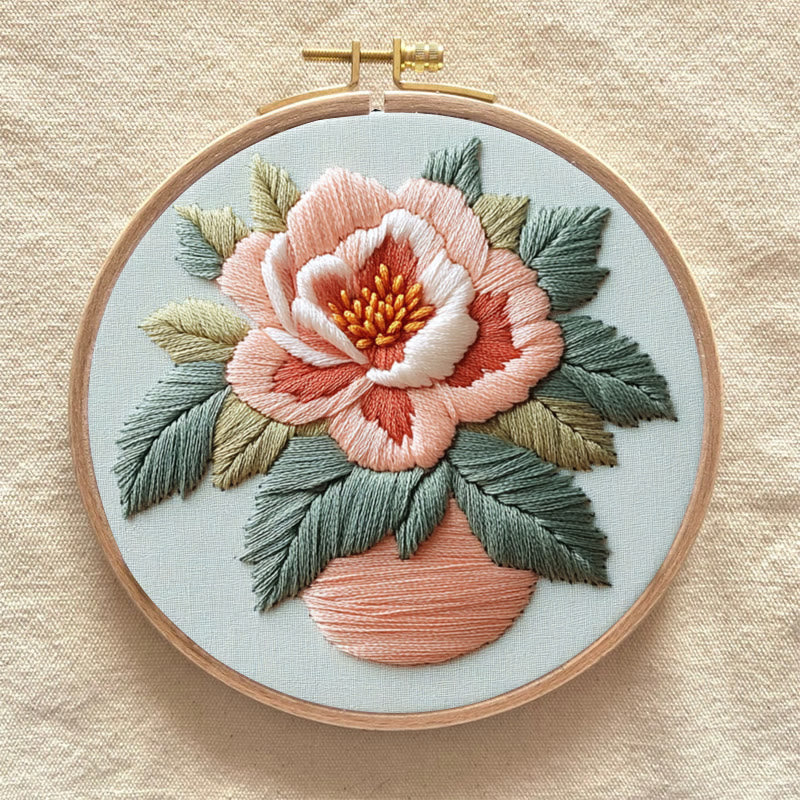 Rubbyoo Embroidery Kit - Peony Flower |  Needlework Craft For Beginner - image 2