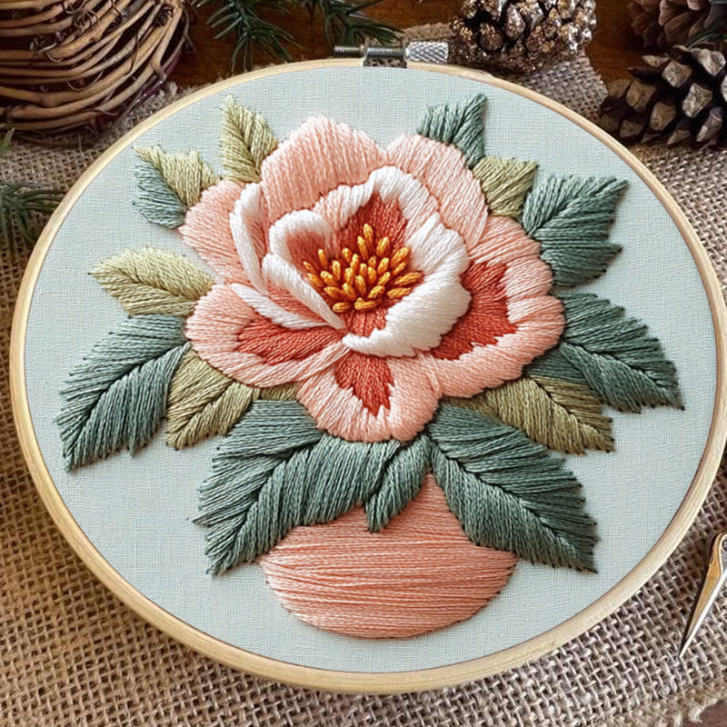 Rubbyoo Embroidery Kit - Peony Flower |  Needlework Craft For Beginner - image 6