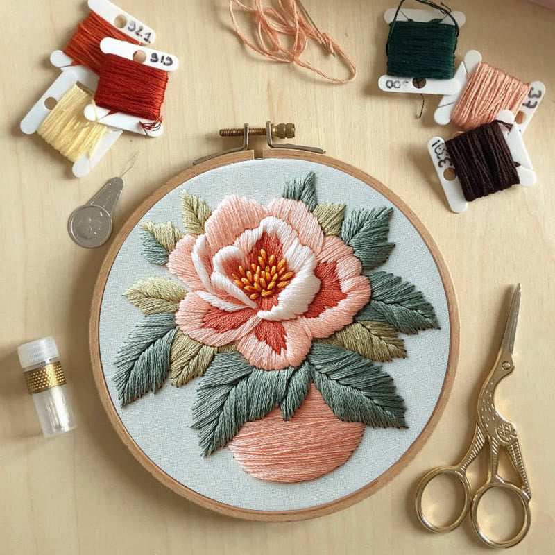 Rubbyoo Embroidery Kit - Peony Flower |  Needlework Craft For Beginner - image 5