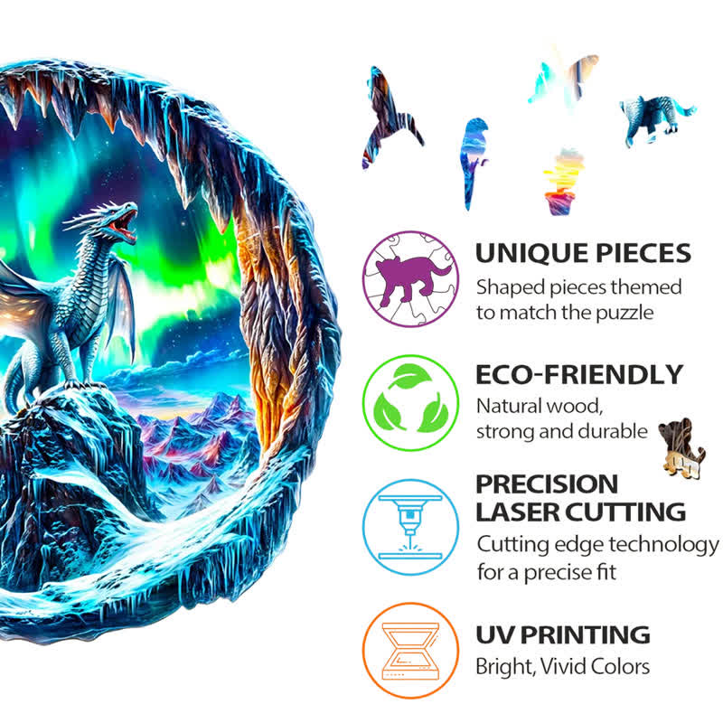 3D Aurora Dragon - Wooden Jigsaw Puzzle - image 4