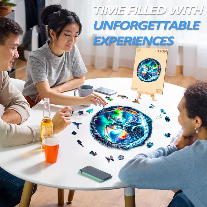 3D Aurora Dragon - Wooden Jigsaw Puzzle - image 5