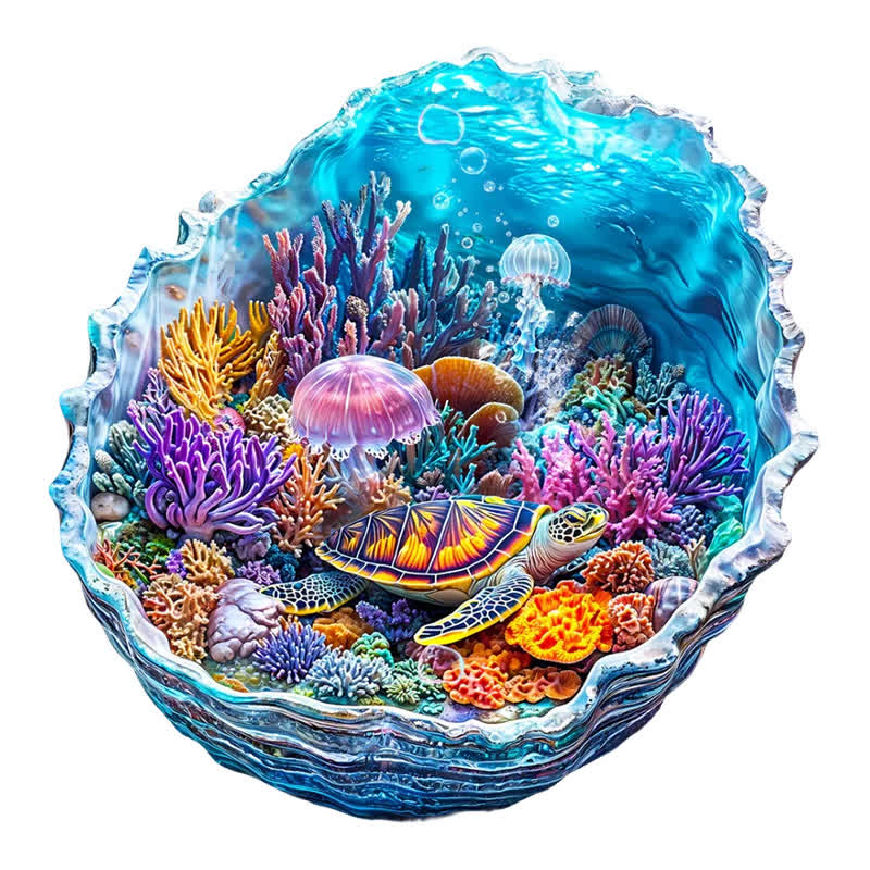 3D Ocean's Embrace - Wooden Jigsaw Puzzle - A3 - Wooden Gift Packaging - image 1