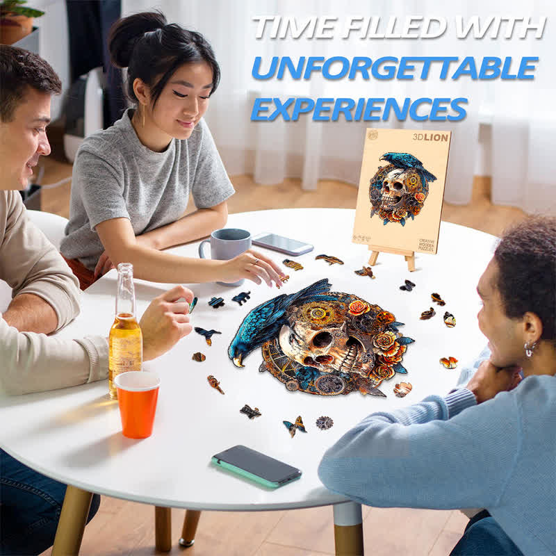 3D Mechanical Skull & Raven - Wooden Jigsaw Puzzle - image 5
