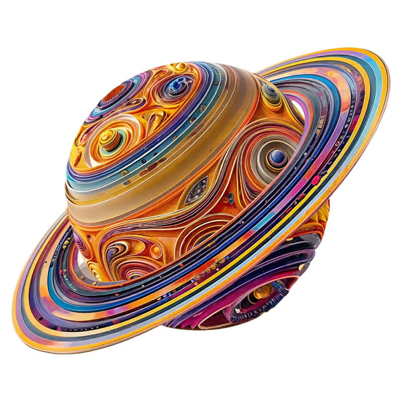 3D Fantasy Saturn - Wooden Jigsaw Puzzle - A3 - Wooden Gift Packaging - image 1