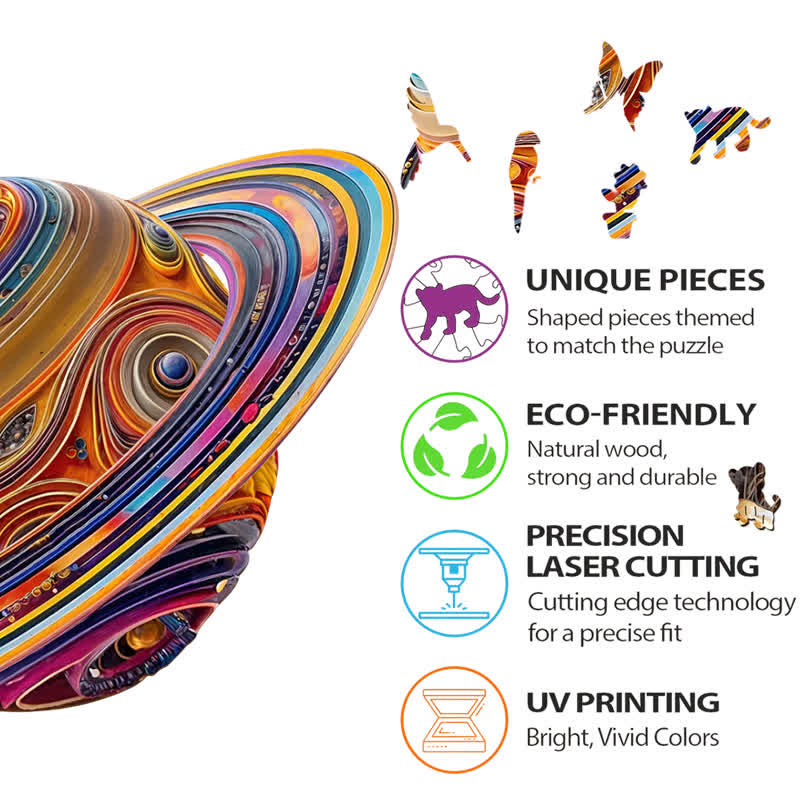 3D Fantasy Saturn - Wooden Jigsaw Puzzle - image 5