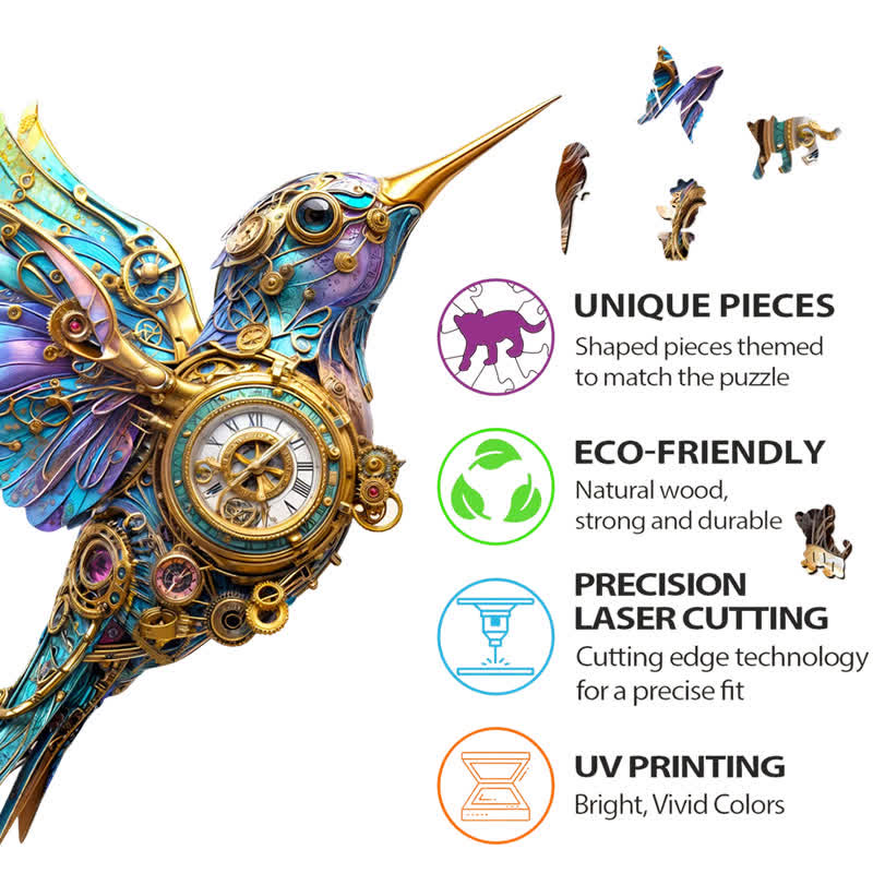 3D Mechanical Hummingbird - Wooden Jigsaw Puzzle - image 7