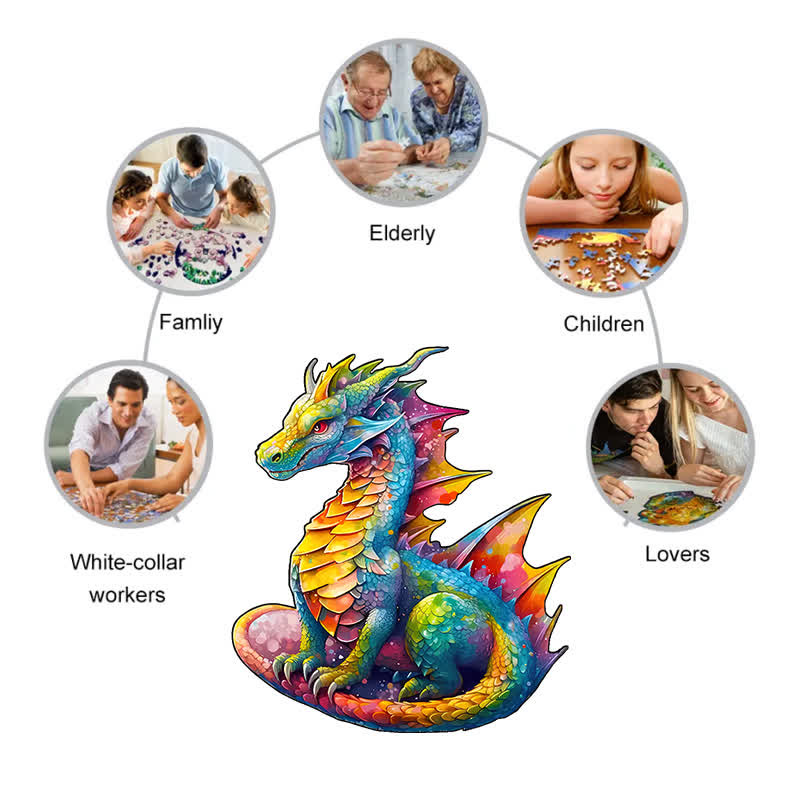 Dazzling Jeweled Dragon - Wooden Jigsaw Puzzle - image 2