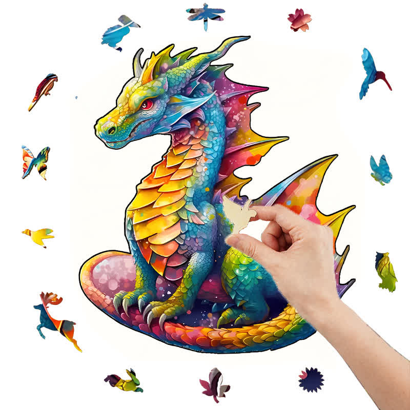 Dazzling Jeweled Dragon - Wooden Jigsaw Puzzle - image 4