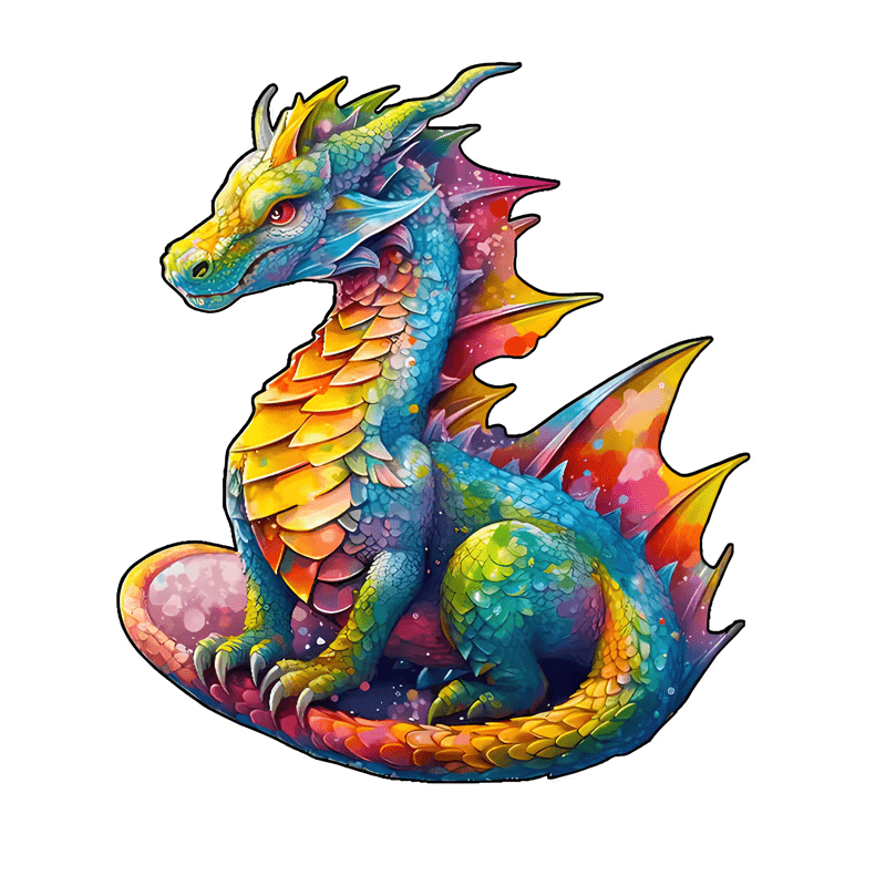 Dazzling Jeweled Dragon - Wooden Jigsaw Puzzle - A3 - Wooden Gift Packaging - image 0