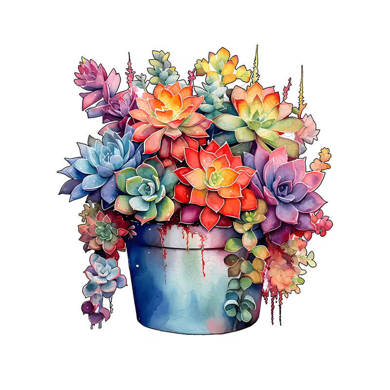 Potted plants - Wooden Jigsaw Puzzle - A3 - Wooden Gift Packaging - image 0