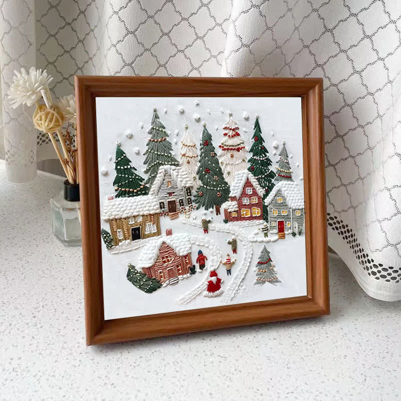 Rubbyoo Embroidery Kit - DIY Handmade Christmas Holiday Village Ornaments - 15*15cm - Embroidery Kit Plus An Extra Frame - image 10