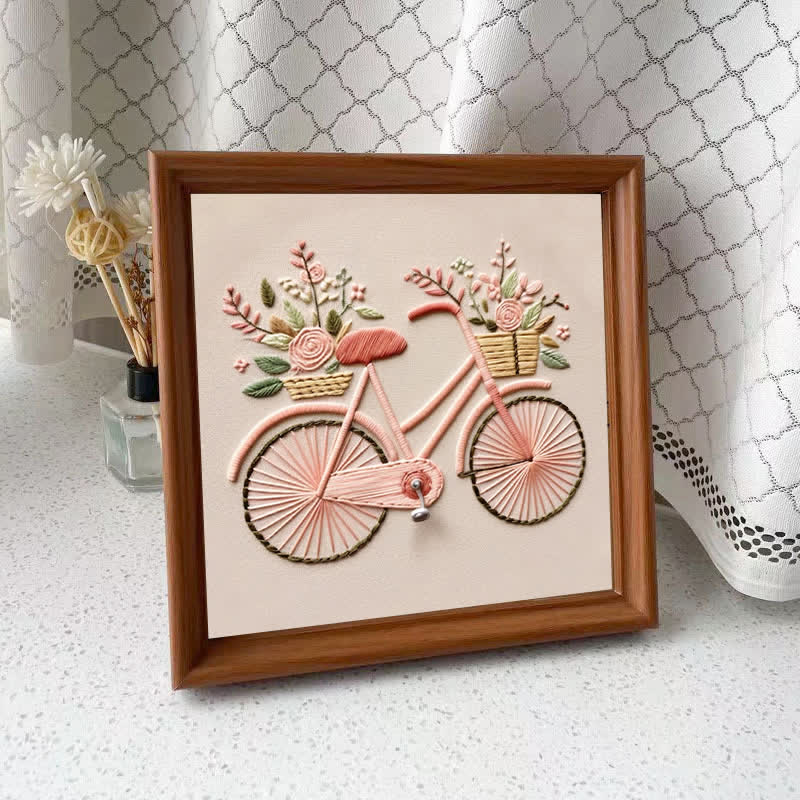 Rubbyoo Embroidery Kit - Floral Bike Modern Home Decor Craft kit - Embroidery Kit Plus An Extra Frame - image 11
