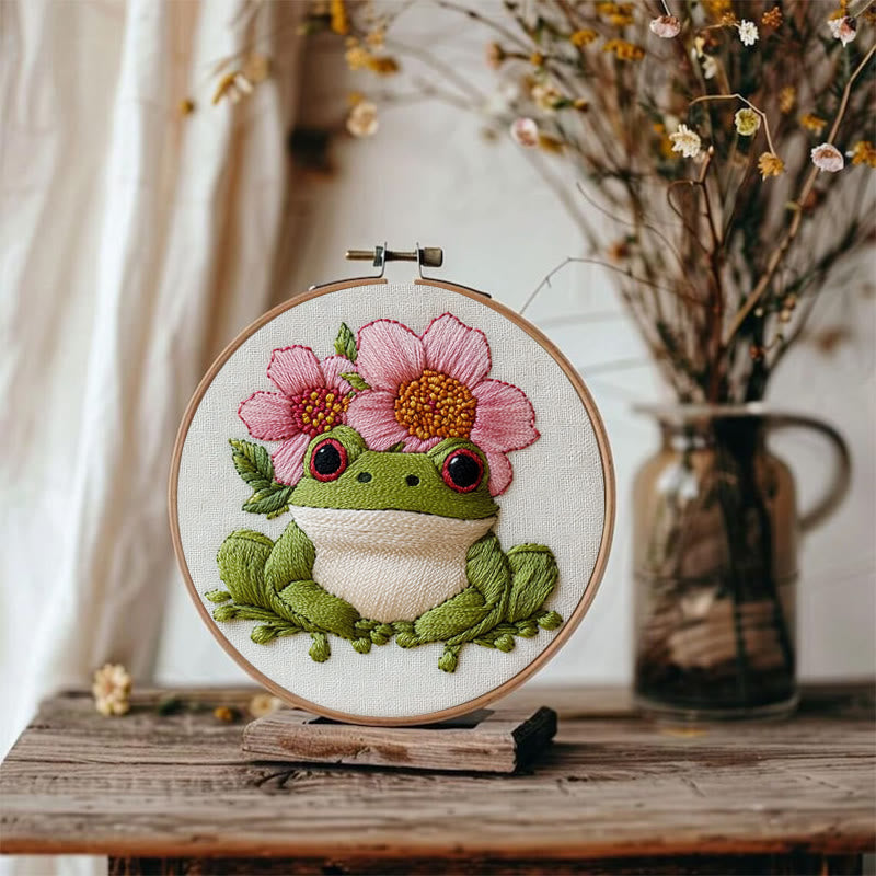 Rubbyoo Embroidery Kit - Frog With Flowers |  Needlework Craft For Beginner - image 3