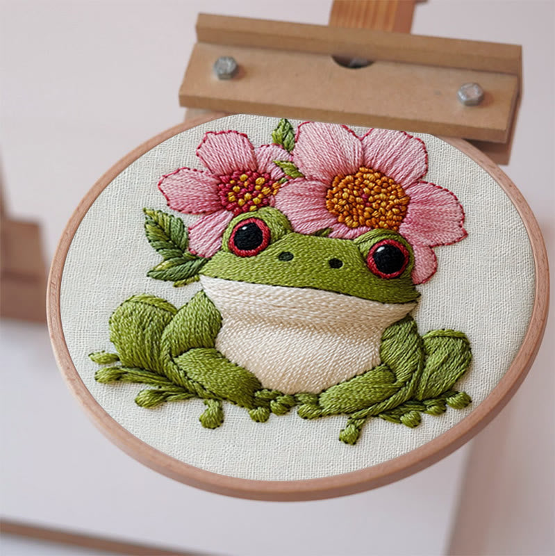 Rubbyoo Embroidery Kit - Frog With Flowers |  Needlework Craft For Beginner - image 7