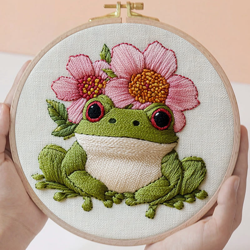 Rubbyoo Embroidery Kit - Frog With Flowers |  Needlework Craft For Beginner - image 8