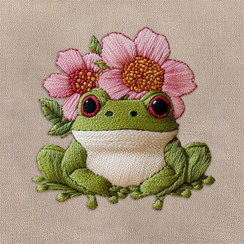 Rubbyoo Embroidery Kit - Frog With Flowers |  Needlework Craft For Beginner - image 9
