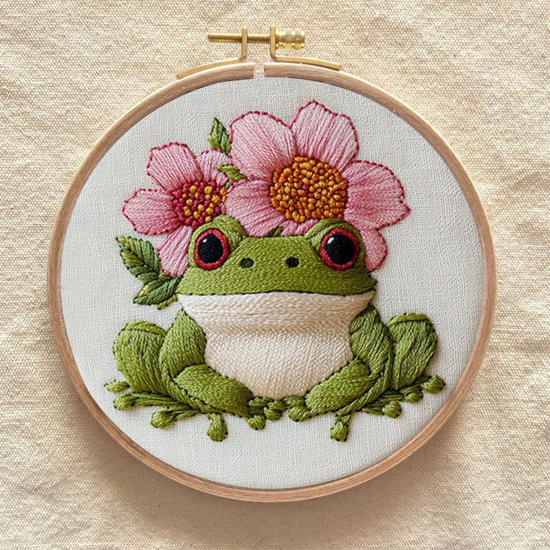 Rubbyoo Embroidery Kit - Frog With Flowers |  Needlework Craft For Beginner - image 6