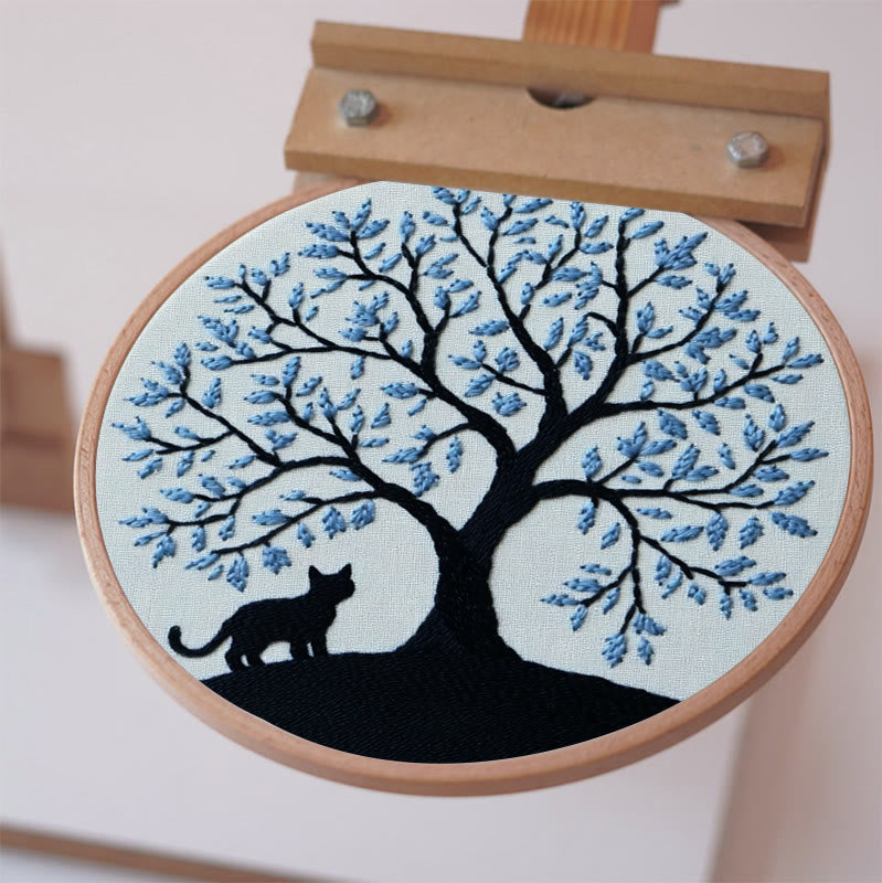 Rubbyoo Embroidery Kit - Fantasy Blue Tree And Black Cat | Diy Craft Kit - image 9