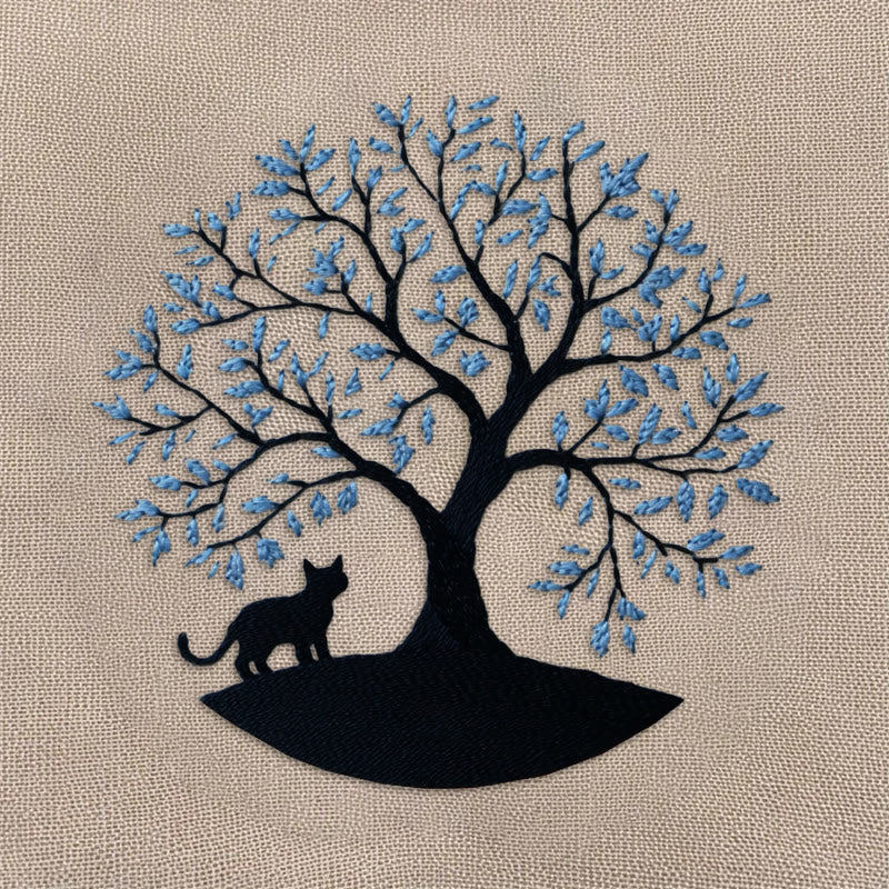 Rubbyoo Embroidery Kit - Fantasy Blue Tree And Black Cat | Diy Craft Kit - image 8